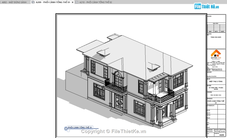 revit biệt thự 2 tầng,biệt thự 2 tầng,kiến trúc biệt thự,kiến trúc 2 tầng